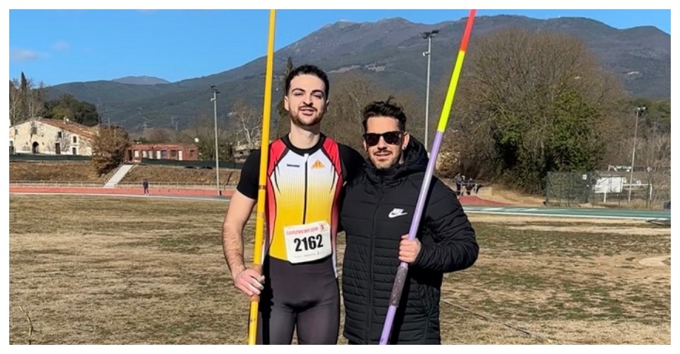 Pau Rodríguez amb el seu entrenador.