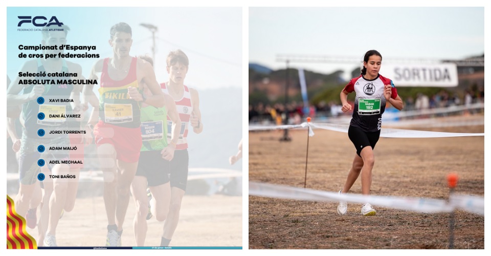 Cartell Masculí i Rabab Ouzemmou al campionat català de cros.