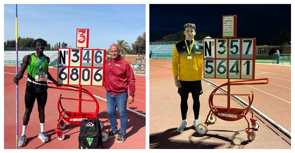 Hailu Estrampes amb la el rècord de Catalunya. Foto FCA i Aleix Camats amb la marca RCAM. Foto FCA
