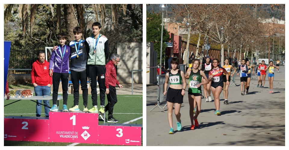 Podi sub 16 masculí del Campionat Catalunya. Foto CA Viladecans i Un dels moments del Campionat català de marxa. Foto CA Viladecans