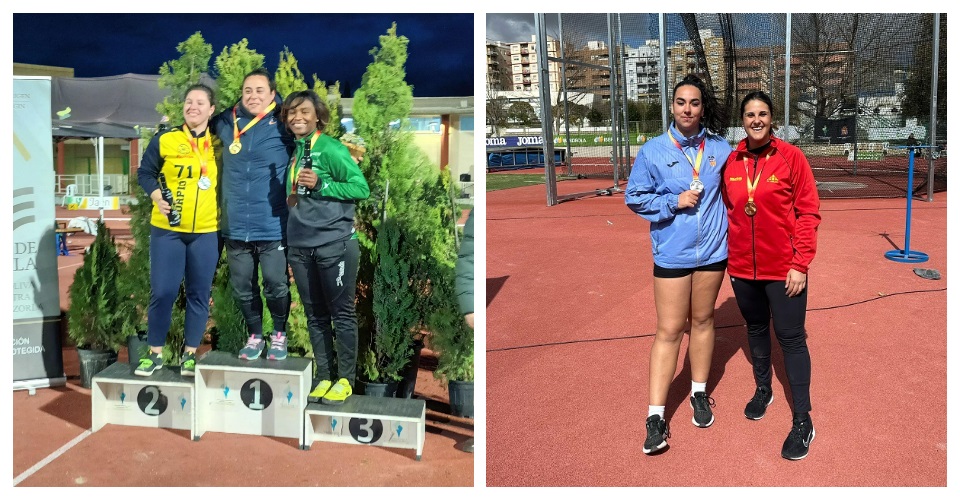 Laura Redondo al podi de Jaén. Foto FCA i Daniela Fernàndez i Andrea Alarcón amb la medalla. Foto FCA