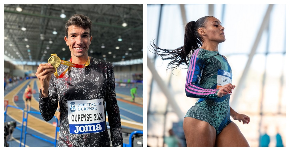Adel Mechaal amb una de les medalles d'or. Foto RFEA i Jaël Bestué al Míting Internacional. Foto FCA