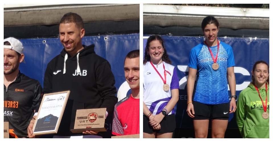 Podi masculí amb la victòria de Víctor Da Costa. Foto FCA i Podi sub 23 femení. Foto FCA