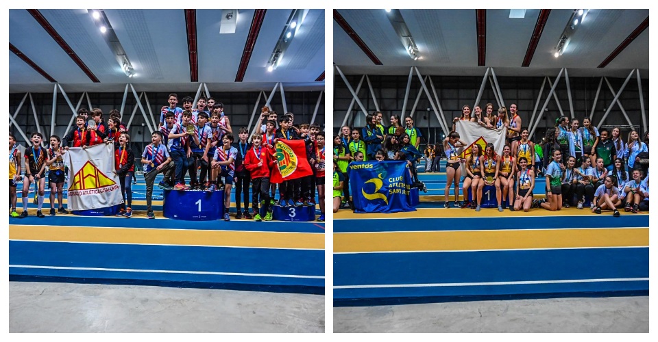 El podi masculí del Campionat clubs sub 14. Foto FCA i El podi femení del Campionat clubs sub 16. Foto FCA