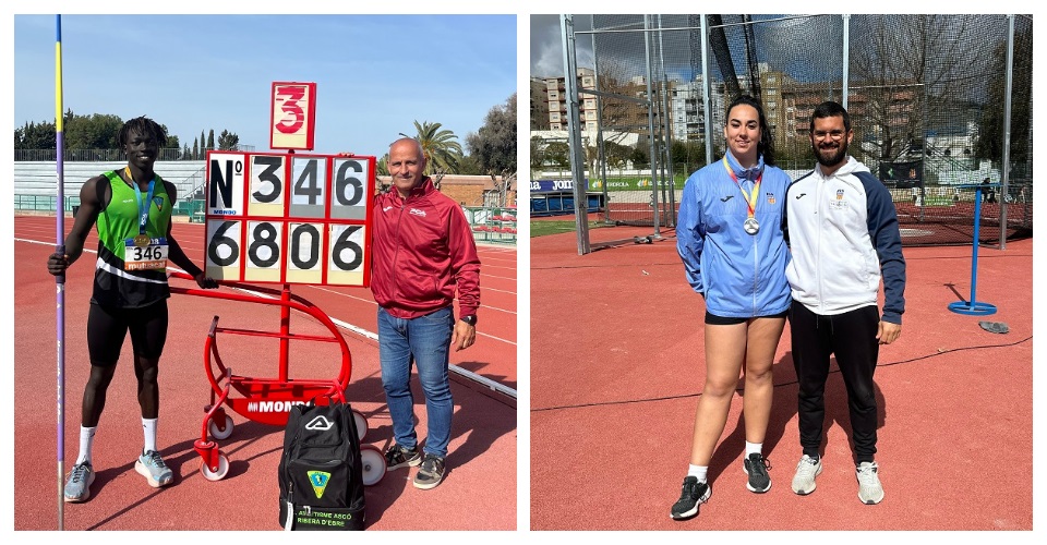 Hailu Estrampes amb el RCAT juntament a Pau Cecilia. Foto FCA i Daniela Fernàndez amb el seu tècnic, Sergio Peña. Foto FCA