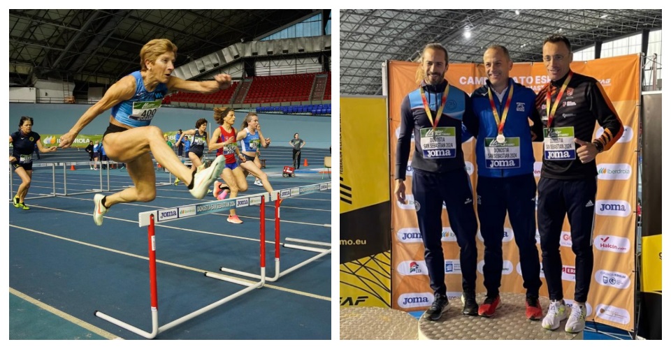 Maria Rosa Escribano en un moment de les tanques. Foto Lucio i Carlos Matías Danieluk al podi d'Espanya màster. Foto CA Granollers