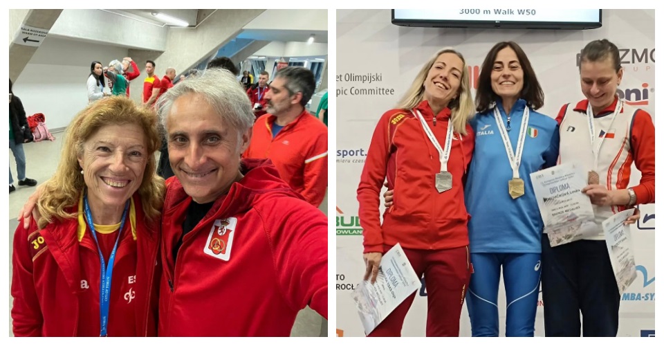 Lluisa Casanovas i Jordi Bedmar. Foto Instagram i Una de les medalles d'Olga Cabrera. Foto Instagram