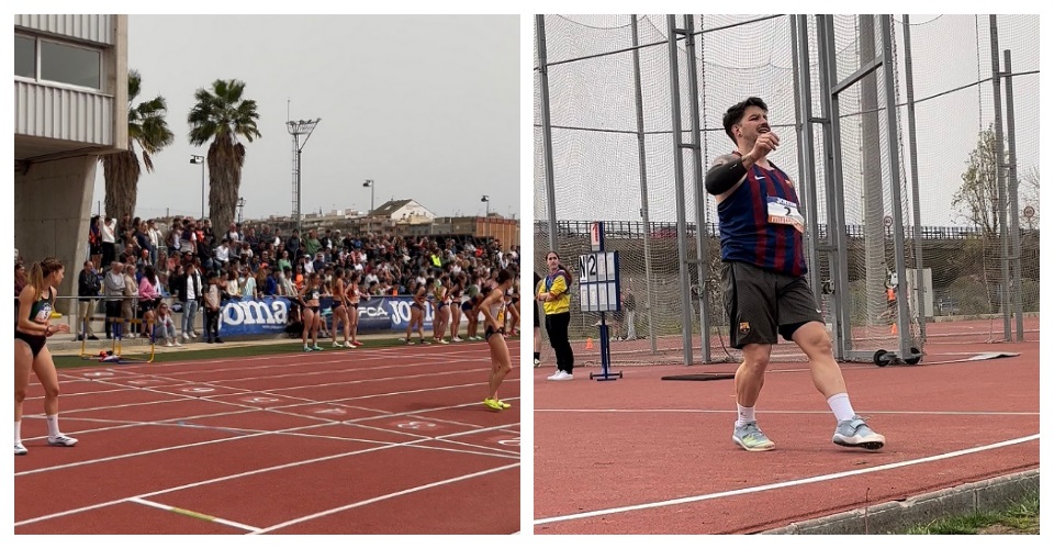 Un dels moments dels relleus 4x400. Foto FCA i Jordi Sànchez a la javelina. Foto FCA