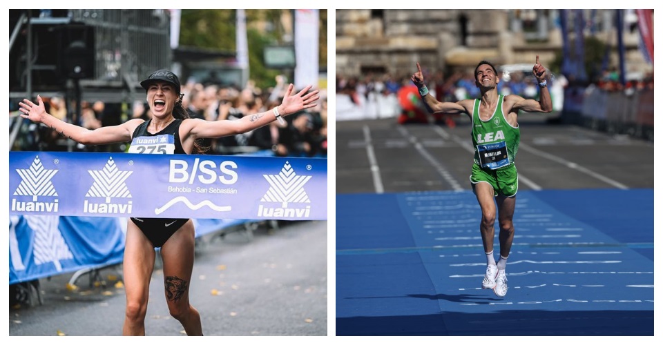 Laura Rodríguez guanyant la behobia. Foto L'Esportiu i Carles Montllor en una de prova de fons. Foto Instagram