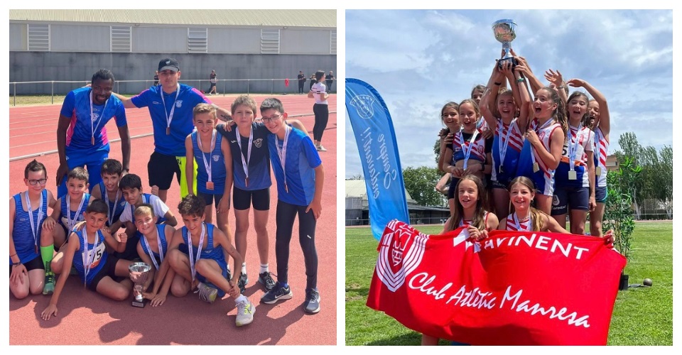 Un dels grups del Pratenc AA amb medalla la temporada passada. Foto club i El CA Manresa guanyador la temporada passada. Foto club