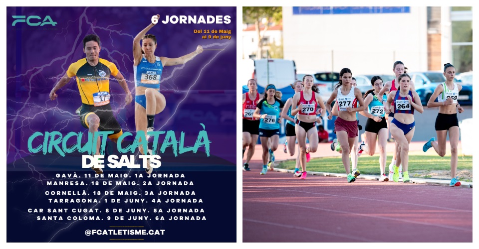 cartell del circuit de salts + Un dels moments del GP de Fons i mig fons a Lloret. Foto Avancam/Albert Raga