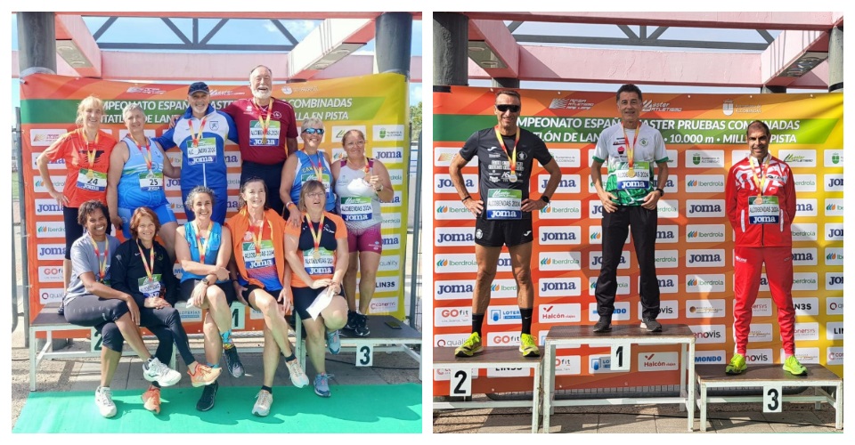 Les llançadores catalanes amb les de la resta de l’estat. Foto RFEA / Juan Carlos Saco al podi. Foto RFEA