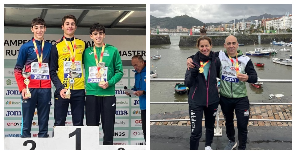 Eloi Antón al podi sub 18. Foto Lluïsos Mataró / Marta Nogueira i Josep Obrador amb l’or màster. Foto Aldahra Lleida